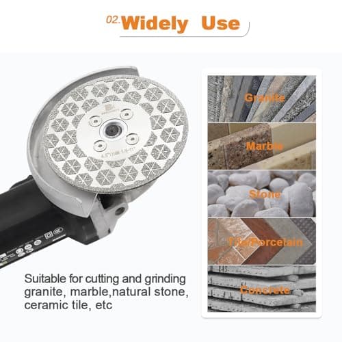 Electroplated Diamond Cutting Grinding Disc,BRSCHNITT 5 inch 125mm for Granite Marble Single Side Coated Diamond Grinding Wheel with 5/8-11 Flange - Thumbnail 4
