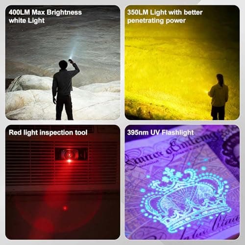 BESTRU Pro S EDC Flashlight Clip-on Light, 600 Lumens Type-C Rechargeable with White LED, UV and RGB, Magnetic Hands-Free Flash Lights for Work, Signaling, Inspection (Black) - Thumbnail 3