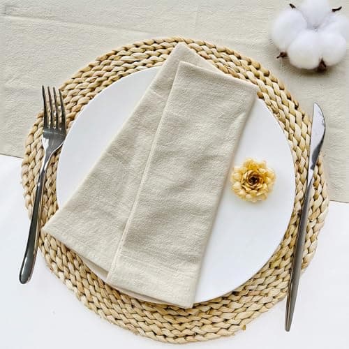 Plobeca Cloth Napkins Set of 12,17x11 Inches Natural Cotton Blend Napkins Cloth Washable and Reusable for Dinner,Parties,Wedding - Thumbnail 6
