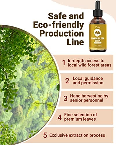 Organic Ginkgo Biloba Extract Liquid Supplements, Brain & Focus Support, 98% Absorption, Vegan, Non-GMO, Alcohol & Gluten Free - 4 Fl Oz - Thumbnail 4