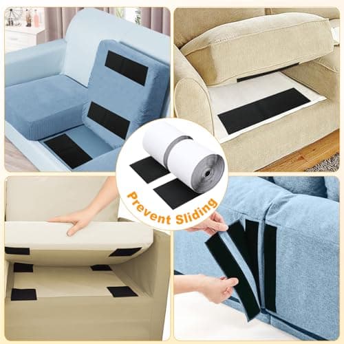 4.4 " X 10 Feet Heavy Duty Strips with Adhesive, Nylon Strips Tape Roll, Prevent Couch Cushions, Patio Cushions, Carpets, Mattresses Sliding, Picture Wall Hanging, No Punching Wall Mounting, Black - Thumbnail 6