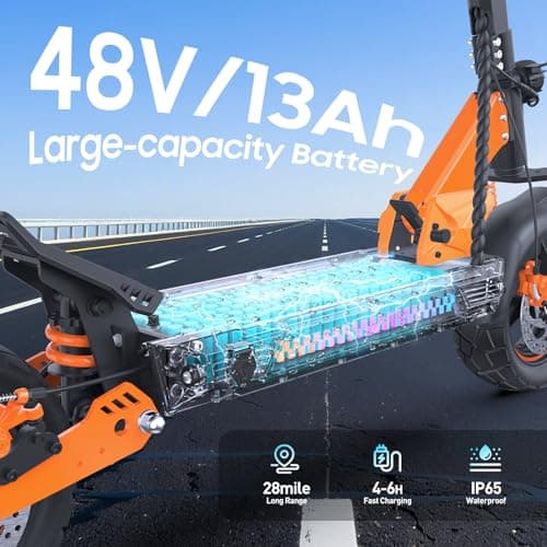 Electric Scooter aldults, 10" Tires, 1000W Brushless Motor, Top Speed 28 MPH, 28 Miles Max Range, Smart APP, Max 330lbs Load, 4.9in Display, Folding E Scooter（Upgraded Shock Absorption） - Thumbnail 4