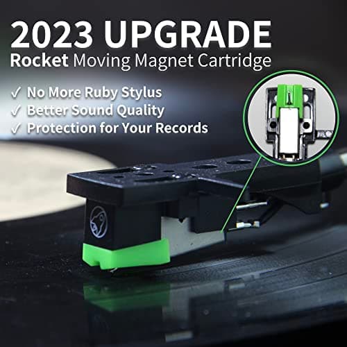 Arkrocket 3-Speed Bluetooth Record Player Retro Turntable with Built-in Speakers Rocket Moving Magnet Cartridges and Removable Legs (Orange) - Thumbnail 2