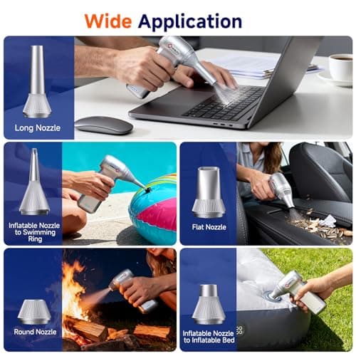 Compressed Air Duster-125,000 RPM Cordless Electric Air Duster, Rechargeable Super Power Air Blower with 3-Gear Turbo Fan, Air Blower for PC, Keyboard, Outdoor, Car & Home - Thumbnail 5