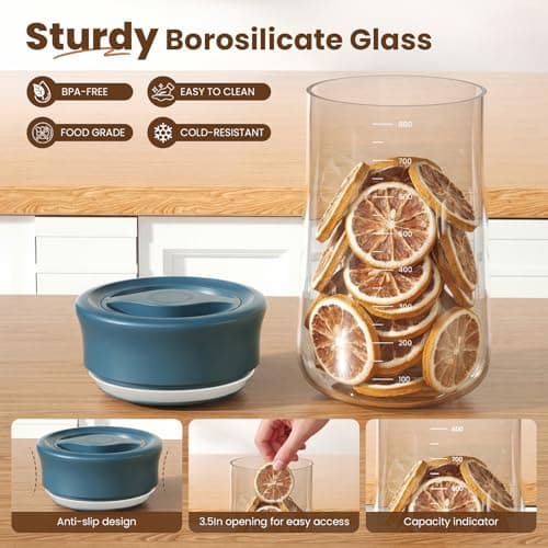 OURCABECUE 2026 Upgrade Wide Mouth Mason Jar 27 oz, 90° Rotating Lid Glass Storage Jar, Food Grade Overnight Oats & Yogurt Jar, Dry Snacks Candies jar - Thumbnail 4