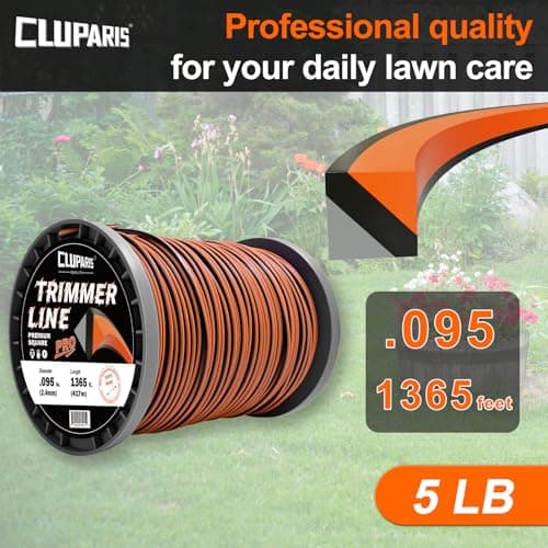 Cluparis .095-Inch Heavy Duty Trimmer Line, 5lb 1365ft Professional Square Weed Eater String, 3-Component Tri-Extrusion for Extra Durability, Fits Echo Husqvarna Ryobi, with Super Line Cutter - Thumbnail 2