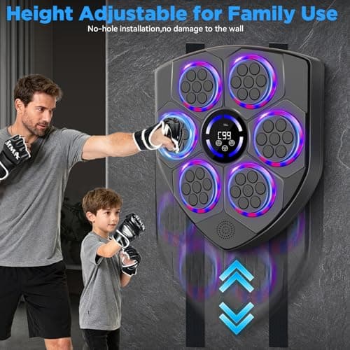 JUOIFIP Music Boxing Machine, Smart Boxing Machine for Adults with Boxing Gloves, 9 Modes & 9 Speeds Wall Mounted Music Punching Machine for Home Gym Office Workout - Thumbnail 5