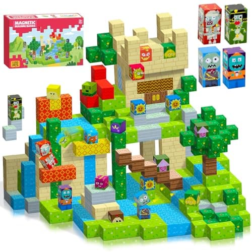 SKTMYY Magnetic Blocks-120pcs Game Magnetic Building Blocks for Kids Ages 4-8, STEM Sensory Magnet Blocks Cubes Toys for Toddlers Boys & Girls