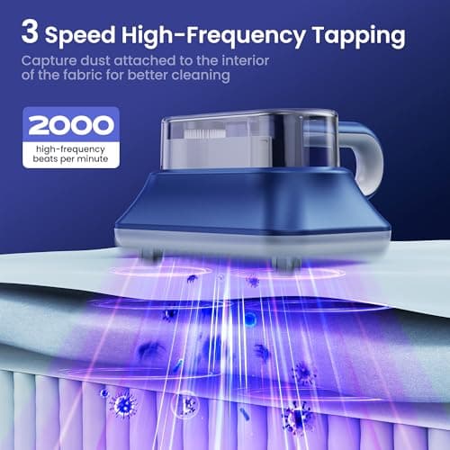 Mattress Vacuum Cleaner Powerful Vibration Handheld Couch Vacuum with UV-C Light and LED Display, HEPA Filter, Versatile Bed Vacuum Cleaner Cordless with Type-C Charging Port for Bed, Sofa, Carpets - Thumbnail 5