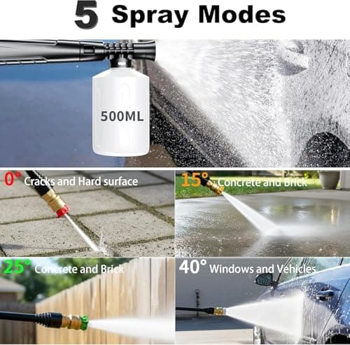 2026Upgraded Pressure Washer 4800PSI w/4 Quick Connect Nozzles, Inlet Hose & Filter&500ML Soap Tank, High Cleaning Machine for Cars/Fences/Driveways/Patios/Home Cleaning,Blue - Thumbnail 3