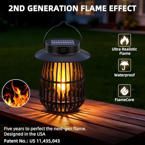 2026 Gen2 Flame Solar Lantern Outdoor Lights, 4Pack Hanging Lantern Decorative with Flickering Flame, Solar Powered Lanterns for Outdoor Decorations - Thumbnail 2