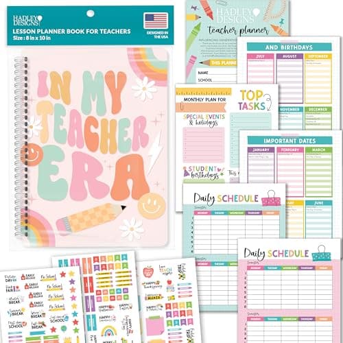Hadley Designs Teacher Planner 2026-2027 – Undated Teacher Planners, Homeschool Lesson Planner Book For Teachers Must Haves, Lesson Plan Book For Teachers Classroom Supplies & Appreciation Gifts - Image 1