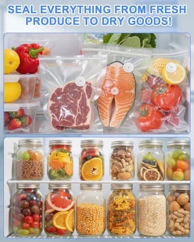Compact Vacuum Sealer for Food (Vacuum Sealer Machine + Reusable Vacuum Bags) Powerful Handheld Food Vacuum Sealer Machine, Seal Meal Saver for Freshness, Portable Food Sealer with Visible Water Tank - Thumbnail 6