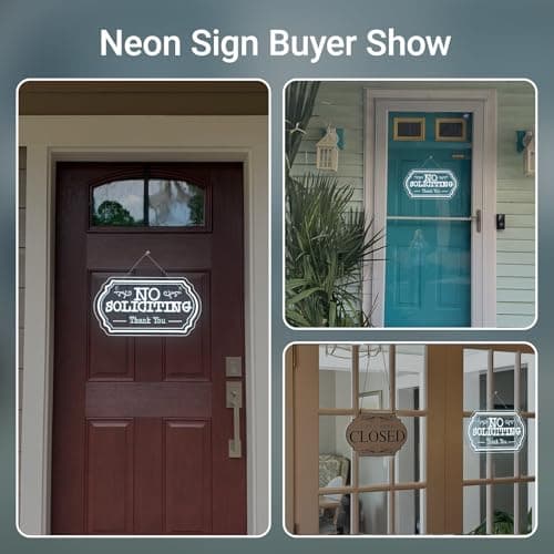 No Soliciting Neon Sign Humorous Neon Signs for Wall Decor Front Door Led Lights White Light Up for Home Shop Store Hotel Restaurant Window Decoration Great Gifts - Thumbnail 6