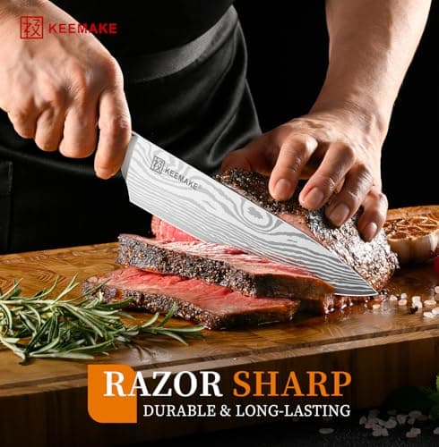 KEEMAKE Chef Knife - 8 Inch High Carbon Stainless Steel Kitchen Knife with Ergonomic Handle, Professional Kitchen Gadgets with Gift Box for Men and Women, Father Day Gifts - Thumbnail 2