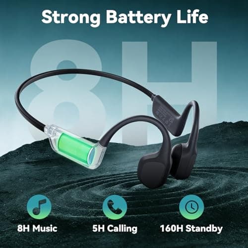 sunvito Bone Conduction Swimming Headphones, IPX8 Waterproof Open Ear Headphones with 8GB MP3 Player, Bluetooth 5.4 Wireless Headphones for Swimming, Pool Training & Underwater Sports, Black - Thumbnail 5