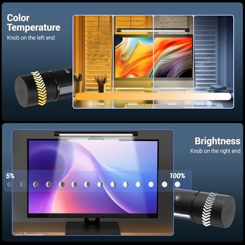 PROSmart Monitor Light Bar, Computer Monitor Lamp, 250LM No Glare Eye-Care LED Screen Bar, Fit for Curved/Flat Monitor, USB Reading Screenbar for Home/Office/Work/Game - Thumbnail 6