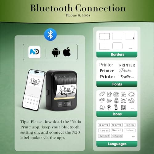 Anycash Label Maker Machine with Tape, 2 Inch Portable Bluetooth Label Makers, N20 Wireless Thermal Label Printer for Small Business, Office, Home, School, Barcode Address Logo Labeler for Phone - Thumbnail 4