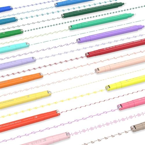 AECHY 18PCS Curve Highlighter Pen Set, Dual Tip Marker Pens with 18 Different Curve Shapes & 18 Colors Mark Lines, Aesthetic Curve Marker Highlighter for Journal Planner School Supplies - Thumbnail 3