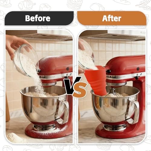 Flour Funnel for KitchenAid Mixer - Stand Mixer Attachment Compatible with (KSM150) 4.5-5 Qt Tilt-Head Mixers Red (Red) - Thumbnail 3