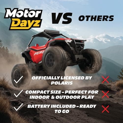 Motor Dayz Polaris RZR Remote Control UTV – 1:14 Scale 2WD RC Car, Officially Licensed Polaris RZR, Full-Function 2.4GHz Radio Control, USB Rechargeable, Ready to Run, Red - Thumbnail 6