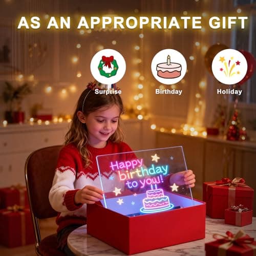 Led Drawing Board for Kids Doodle Board & Adults Message Board w 7 Dry Erase Markers Home Office Supplies and Back to School Supplies,6 Led Lights, Writing, Drawing Tablet & Tracing Paper - Thumbnail 5