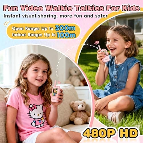 Video Walkie Talkies for Kids, 2 Pack Facetime Walkie Talkies with HD Camera & Voice Changer for Boys Girls for Family Games, Indoor, Outside, Hiking Christmas Birthday Toys Gift Ages 3-12 (Pink) - Thumbnail 3