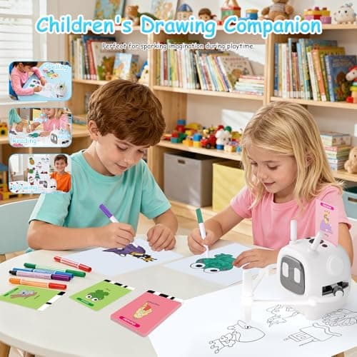 Drawing Robot for Kids: Interactive Educational Toy - Auto Drawing Machine with 192 Cards & 10 Pens - Montessori Learning Gifts for 3-8 Year Old Boys Girls - Thumbnail 5