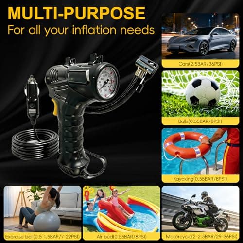 LONLEEYU Portable Air Compressor, 12V DC Tire Inflator - Thumbnail 6