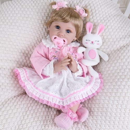 Milidool Lifelike Reborn Baby Dolls Girl - Realistic Newborn Silicone Real Life Baby Dolls with Complete Feeding Toy Accessories Set for 3+ Year Old Girls Gifts, Pretend Play, Collection - Thumbnail 4