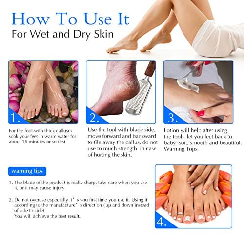 Professional Pedicure Foot File, Colossal Stainless Steel Detachable Foot Scrubber, Hard Skin Removers Pedicure Rasp for Wet and Dry Feet - Thumbnail 5
