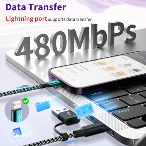 Travel 4 in 2 Multi Charging Cable, USB A/C Charging cords with Dual Lightning/Type-C/Micro USB, Universal iPhone Charger Cord for iPhone Series/Androids/Tablets, Multi Charger Cable (2Pack, 5FT) - Thumbnail 6