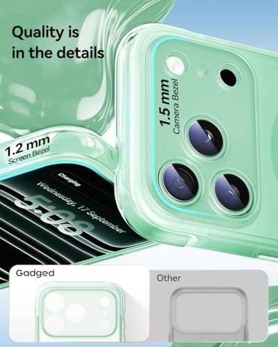 Gadged GPro Air for iPhone 17 Pro Max Case with Screen Protector, [Full Camera Protection] Fit for MagSafe, Mil-Grade Drop Tested, Shockproof Matte Cover for iPhone 17 Pro Max Phone Case 6.9'' Cyan - Thumbnail 6