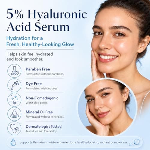 5% Hyaluronic Acid Serum for Face, 4D Multi-Layer Hydration, Ultra Hydrating Anti-Aging Serum, Moisturizer for Dry & Sensitive Skin, Pre-Makeup Skincare, Single-Use Ampoule 0.05fl oz x 30e - Thumbnail 5