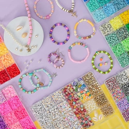 Sunlode 30,000Pcs Clay Beads Bracelets Making Kit, Beads for Bracelets 6 Boxes Bead for Jewelry Making Kit Friendship Bracelet Gifts Trendy Stuff Letter Bead Craft Adult - Thumbnail 2