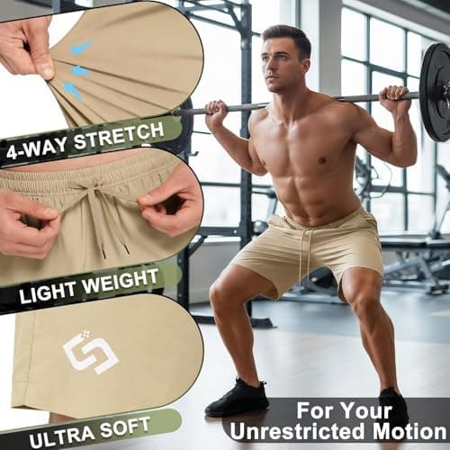 Balanoon Men's 7" Athletic Gym Shorts Lightweight Running Shorts with Zipper Pockets Elastic Drawstring Waistband Quick Dry Fit Basketball Workout Golf Soccer Casual Beach Active Outdoor - Thumbnail 5