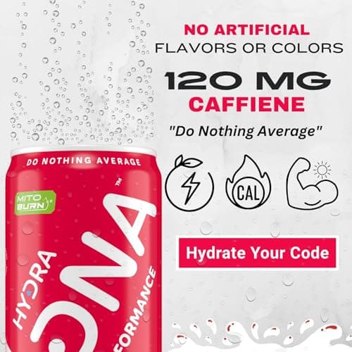 HYDRADNA- Clean Performance Drink, Zero Sugar | For Natural Fuel, Alertness, Boost, Stamina,120 mg Organic Caffeine, Natural Flavors, Zero Sucralose, Clean Ingredients (12 Pack) (12 Pack, Watermelon) - Thumbnail 5