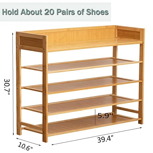 latifolia Bamboo Shoe Rack, 5-Tier Shoe Rack Organizer for Entryway, Living Room(Nature, 31.4''L) - Thumbnail 3