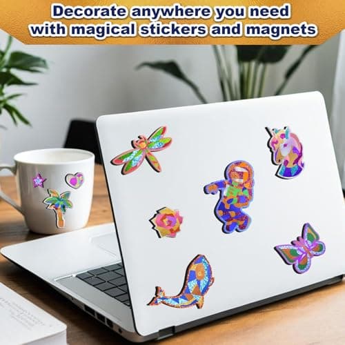 FLUXOJOY Foil Art Craft Kits for Kids, Mess -Free Fun Activity Set for Child, DIY Printing Craft Kit, Mother's Day Party Gifts for Ages 4 5 6 7 8 9 10 11 12 and Up, Art Travel Toys for Boys Girls - Thumbnail 3