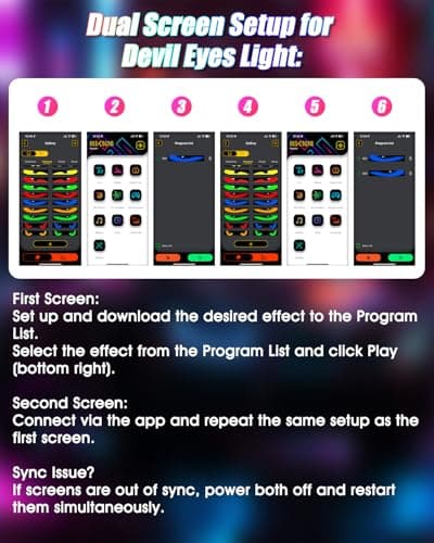 Devil Eyes Light for Windshield: 23.4"x4.7" Programmable LED Signs with APP & Remote Control - 5V USB Digital Lighting Display, LED Lights for Cars (1 Pcs) - Thumbnail 6