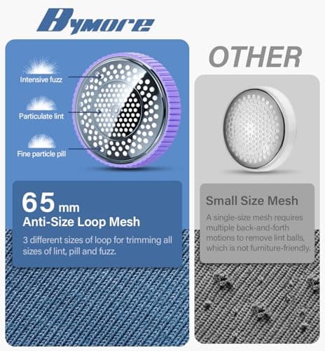 Bymore Fabric Shaver, Lint Shaver for Clothing Furniture Shaver, Sweater Defuzzer Pill Remover Shaver, Lint Remover for Clothing Fuzz-Dark Purple - Thumbnail 4