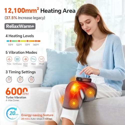 BAISEMAIN Knee Massager with Heat, Heating Pad for Knee Shoulder Elbow Pain Relief, Cordless Heated Knee Brace for Arthritis with Massage, Gray - Thumbnail 2