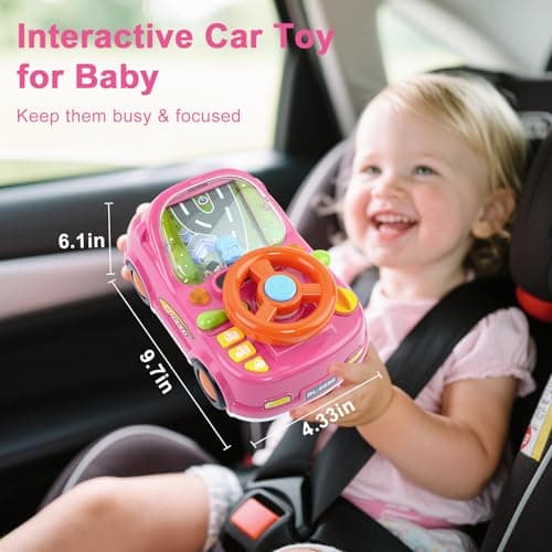 DELUTIQUE Girl Toy for 1 Year Old,Toddler Car Steering Wheel Toy with Sound & Light,Car Toys for Toddlers 1-3,Gift for 1 2 3 Years Old Boys Girls ﻿ - Thumbnail 6