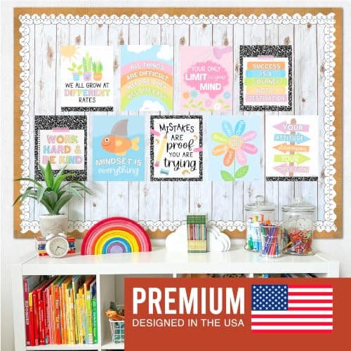 Hadley Designs Motivational Poster for Classroom Decor - 9 Growth Mindset Classroom Posters Elementary, Inspirational Wall Decor Middle School, Teacher Must Haves, Pastel Bulletin Board Decorations - Thumbnail 3