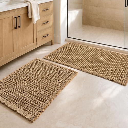 A Lots MiLi 2Pcs Waffle Bathroom Rugs Set - Bath Mats with Non-Slip Backing