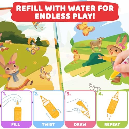 Mess Free Coloring Books for Toddlers, Reusable Water Toys for 3 4 5 6 Year Old Girl Boy, Road Trip Paint Activities, Travel Drawing Toys for Toddlers 3-5, Arts Crafts for Kids Ages 3-5 Birthday Gift - Thumbnail 5