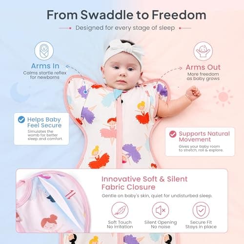 i-baby Outlast® Transitional Swaddle Sleep Sack, Arms Up Self-Soothing Swaddles with Arms in Out Cuffs Design for Newborns, Baby Sleeping Bag Wearable Blanket, Boy Girl Newborn Essentials 3-6M - Thumbnail 5