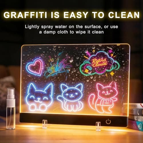 Led Drawing Board for Kids Doodle Board & Adults Message Board w 7 Dry Erase Markers Home Office Supplies and Back to School Supplies,6 Led Lights, Writing, Drawing Tablet & Tracing Paper - Thumbnail 3