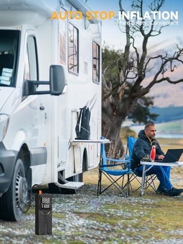 AIRSURE Tire Inflator Portable Air Compressor, High-Speed 150PSI Cordless Air Pump for Car Tires with Powerful Battery, Auto Shut-Off - Portable Tire Pump for Car, Bike, Motorcycle and Balls - Thumbnail 3