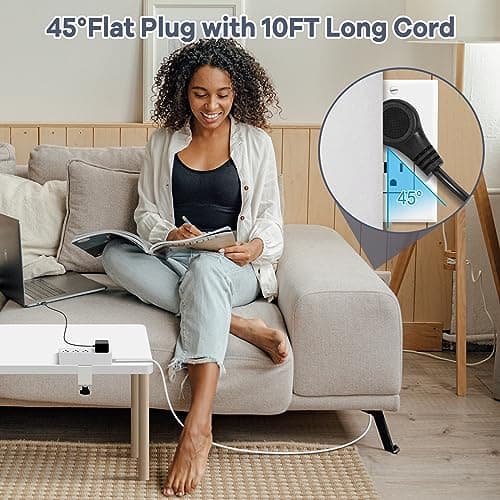 Desk Clamp Power Strip USB C - Charging Station for Multiple Devices - Multi Plug Outlet Extender - Desktop Mount Surge Protector with 4 Outlets 4 USB Ports for Phone, Tablet, Computer - Thumbnail 6